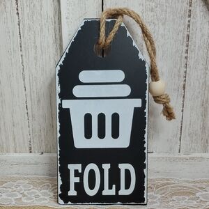 FOLD Laundry Room Wooden Sign With Rope